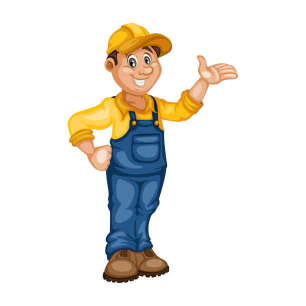 A cartoon illustration of a man wearing overalls and a hard hat giving a thumbs up. A cartoon illustration of a man wearing overalls and a hard hat giving a thumbs up.