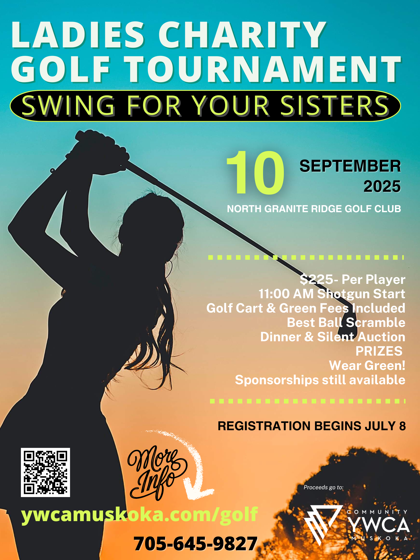 Golf Tournament Poster Save the Date - Registration opens July 8, All Ladies Charity Golf Tournament September 10, 2025