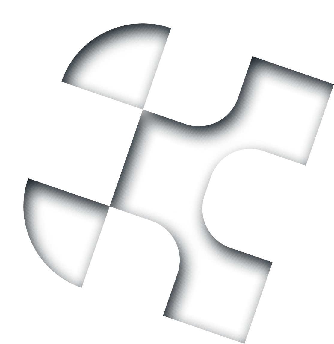 A white puzzle piece with a shadow on a white background