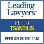 The logo for leading lawyers peter tsantilis peer selected in 2018.