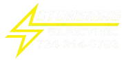 Yellow lightning bolt logo with the words