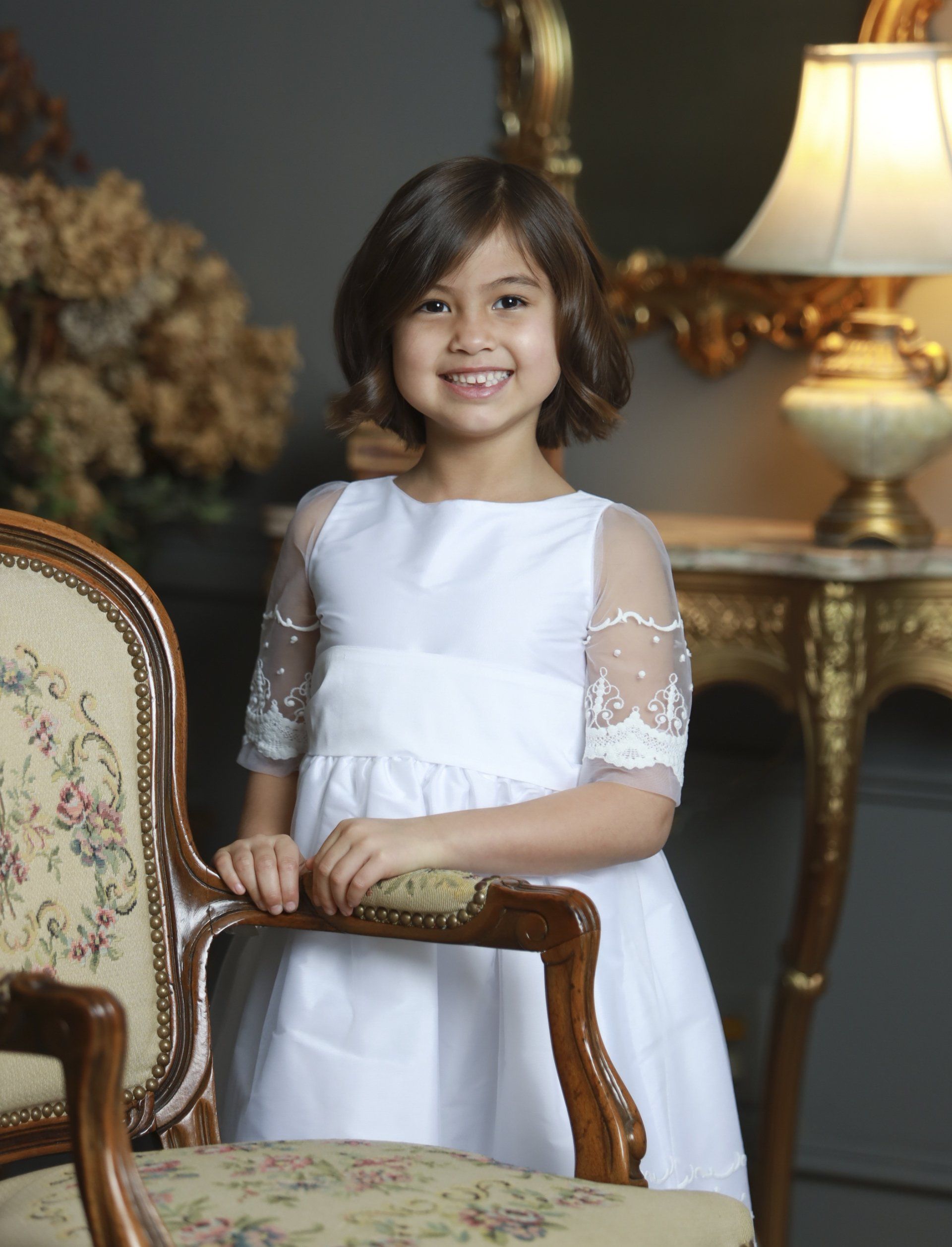 Portrait of girl with French interior