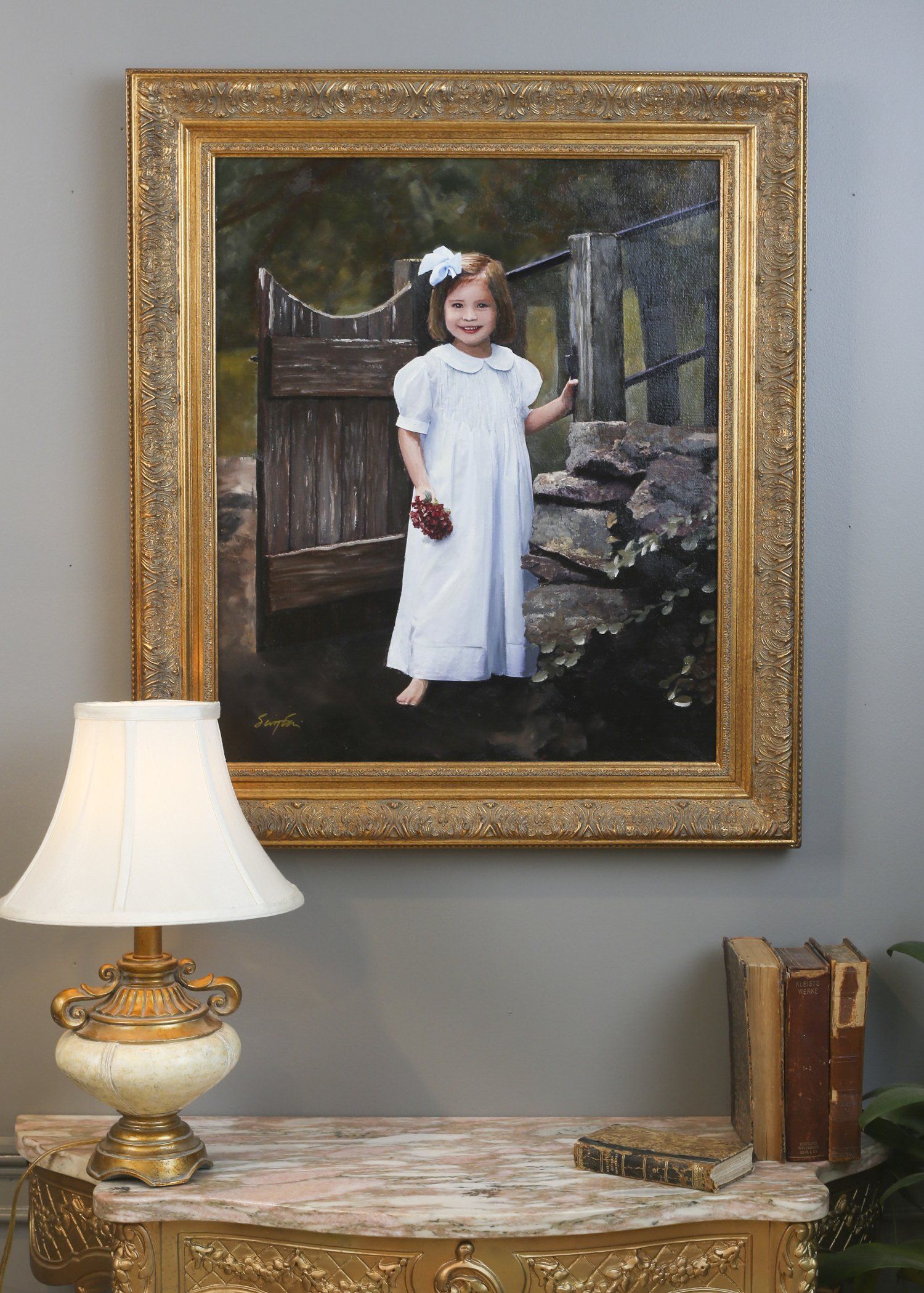 Oil painting of girl outdoors by Nashville photographer