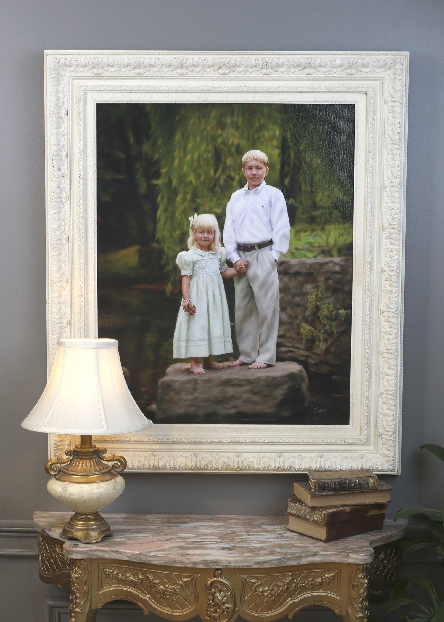 Original outdoor portrait of brother and sister