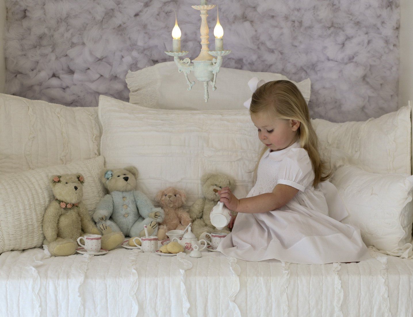 Portrait of girl having a tea party