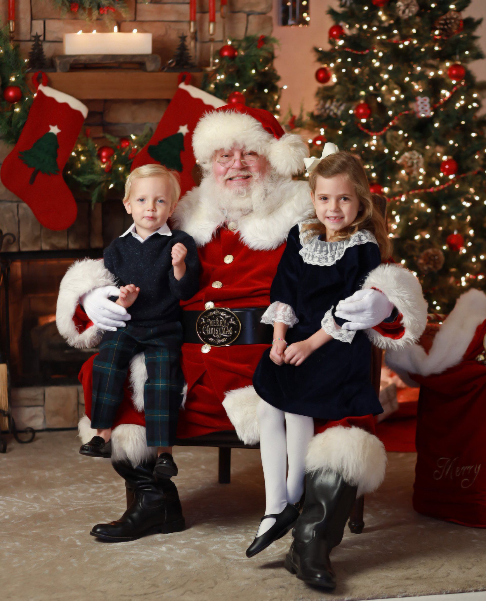 Kids sitting with Santa
