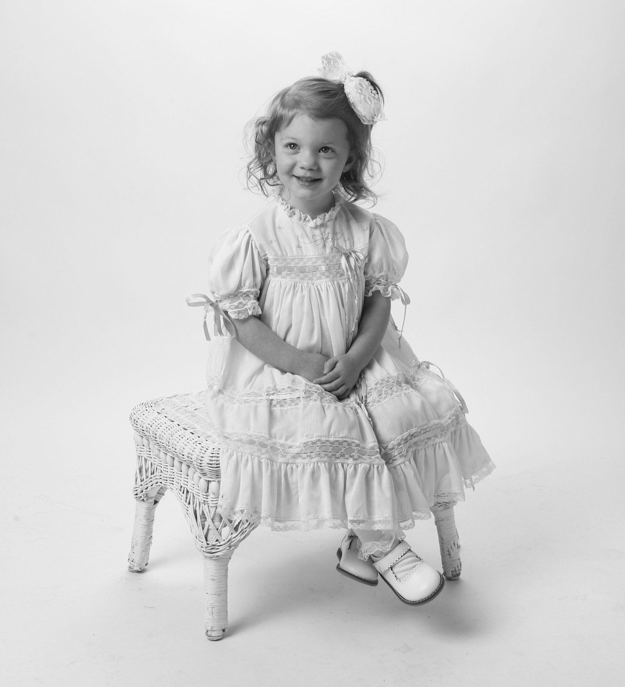 Indoor classic black and white portrait