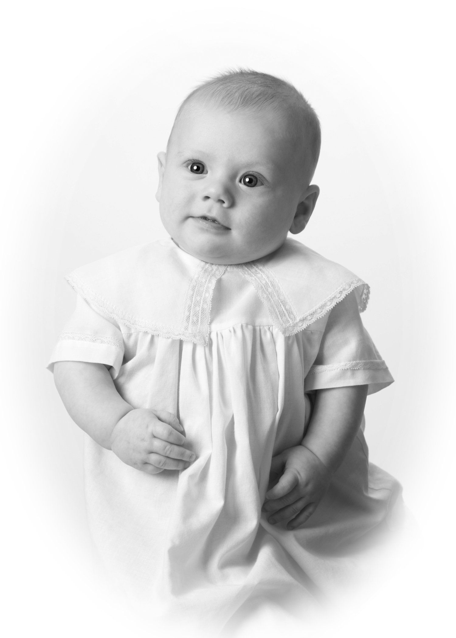 Vintage black and white photo of baby