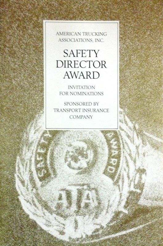 A safety director award is sponsored by transport insurance company