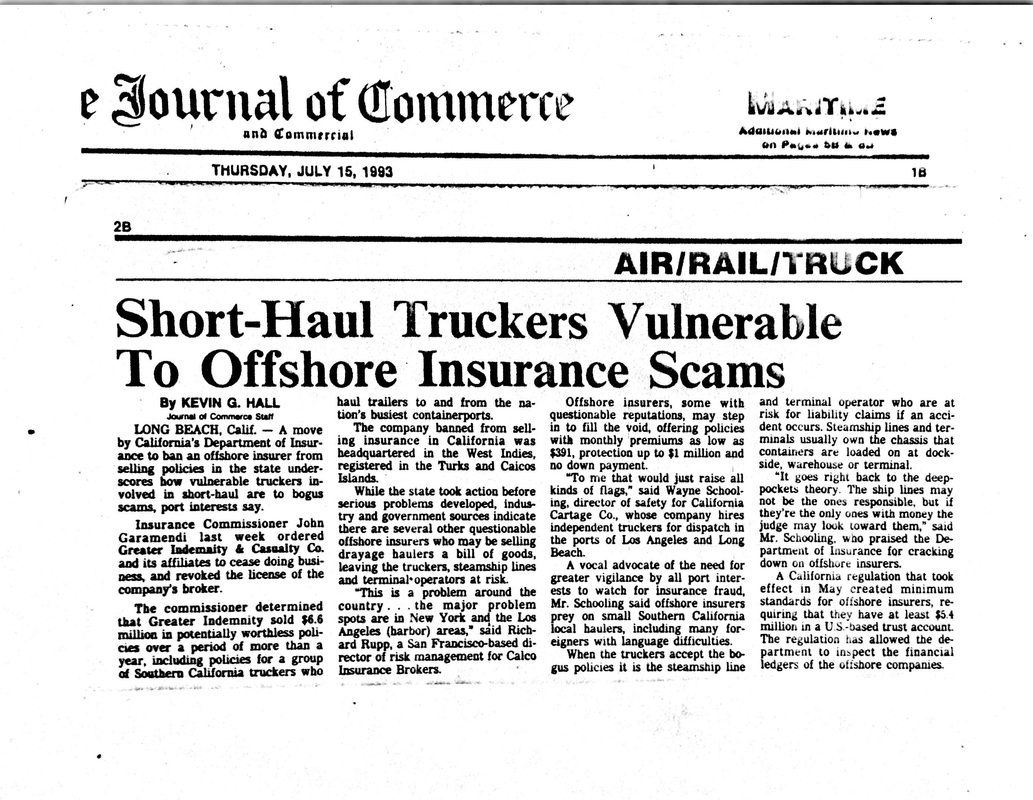 A newspaper article about short haul truckers vulnerable to offshore insurance scams