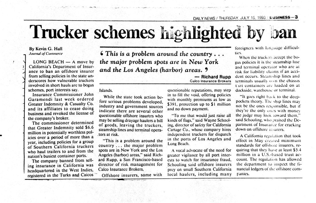 A newspaper article about trucker schemes highlighted by pan