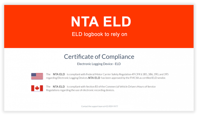 ELD Self-Certified HoS Electronic Logbook