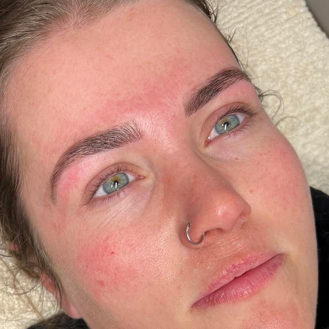 Woman with Freshly Shaped Shaded Eyebrows — Aspire Beauty & Nails in Wagga Wagga, NSW