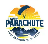 Logotipo de la ciudad de Parachute, puerta occidental de las Rocosas.