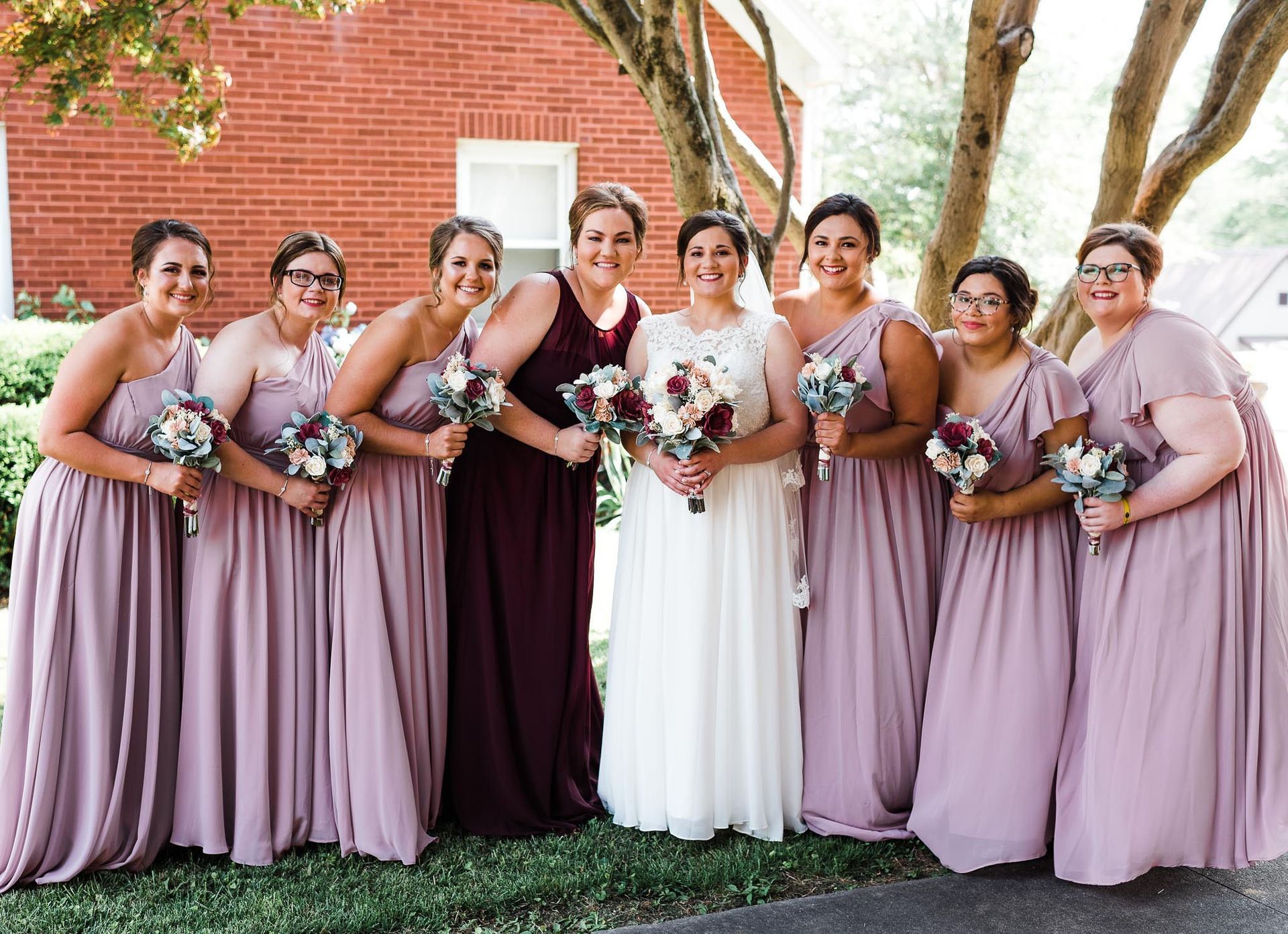 wooden bridesmaids bouquets