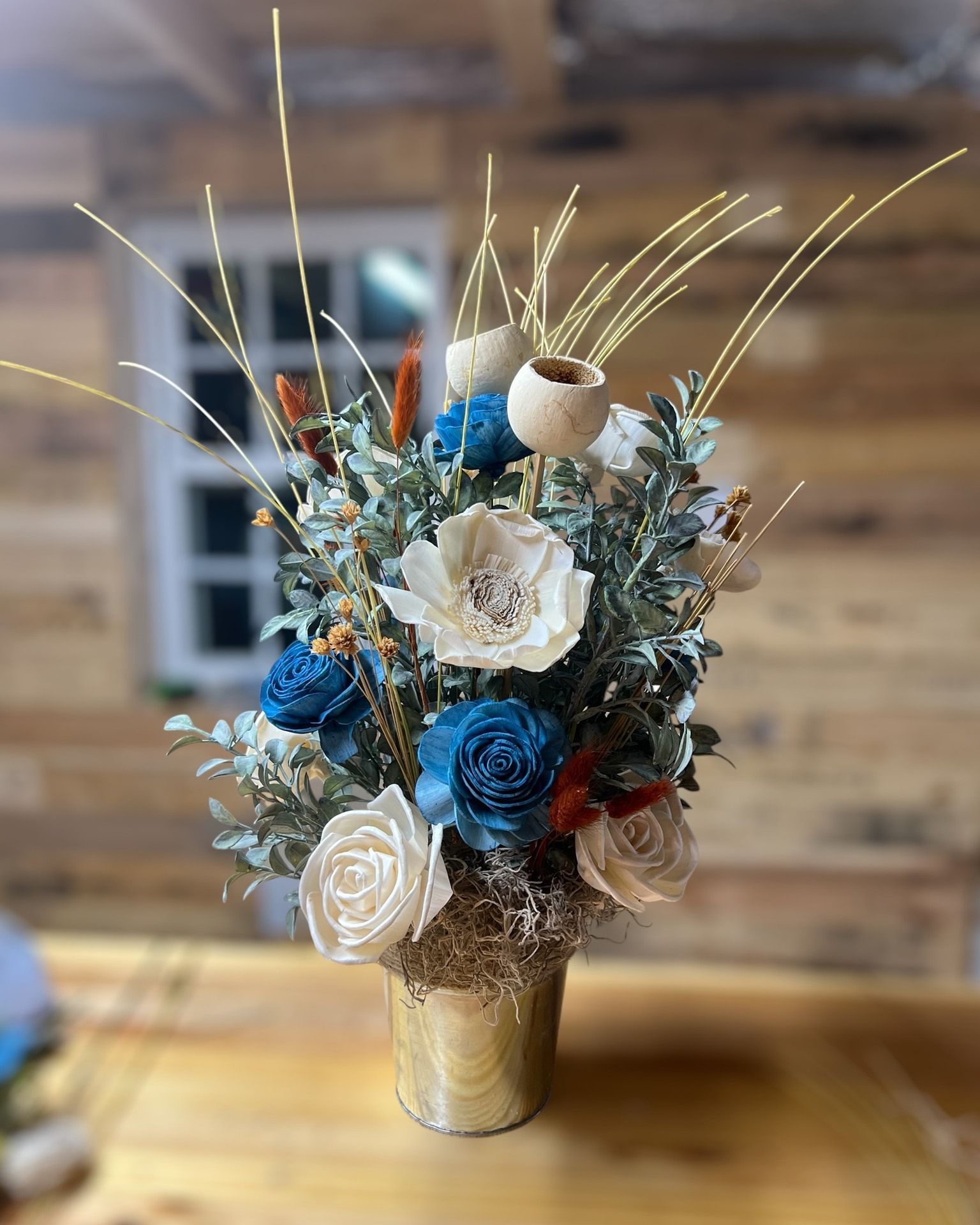 wooden flower arrangement