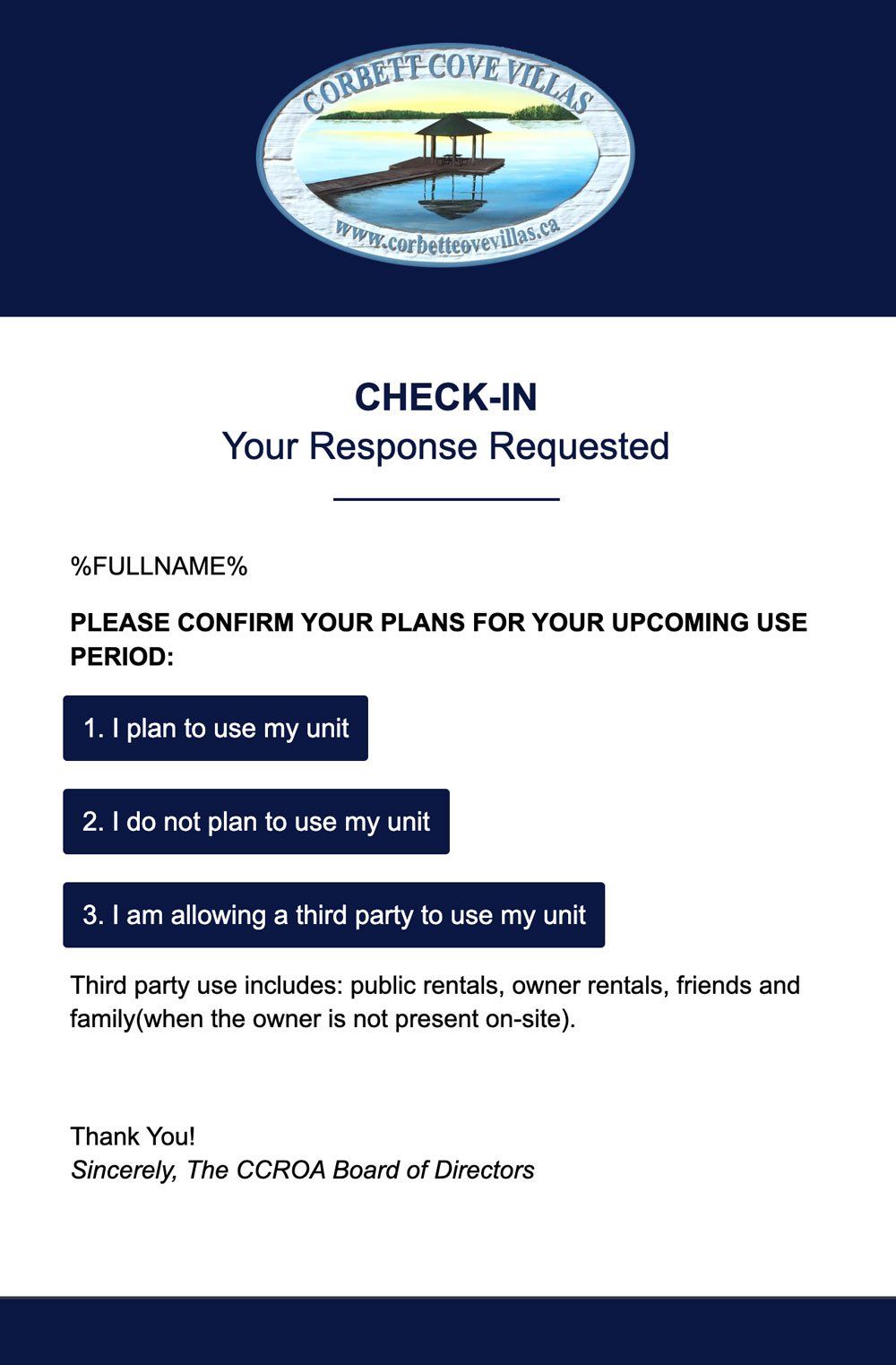 Example of Check-in Email