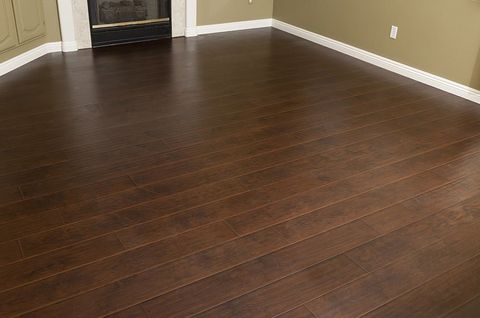 Beautiful newly installed brown laminate flooring