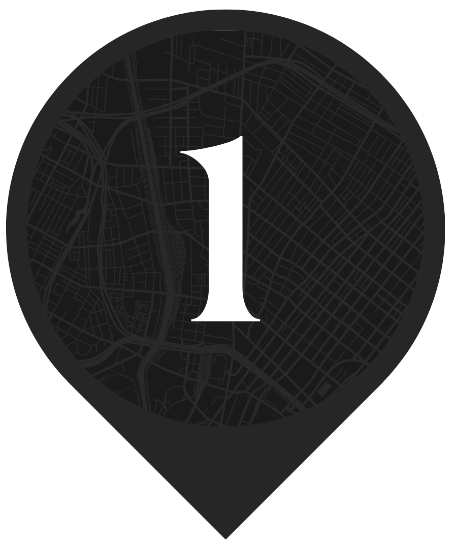 A map pin with the number 1 on it