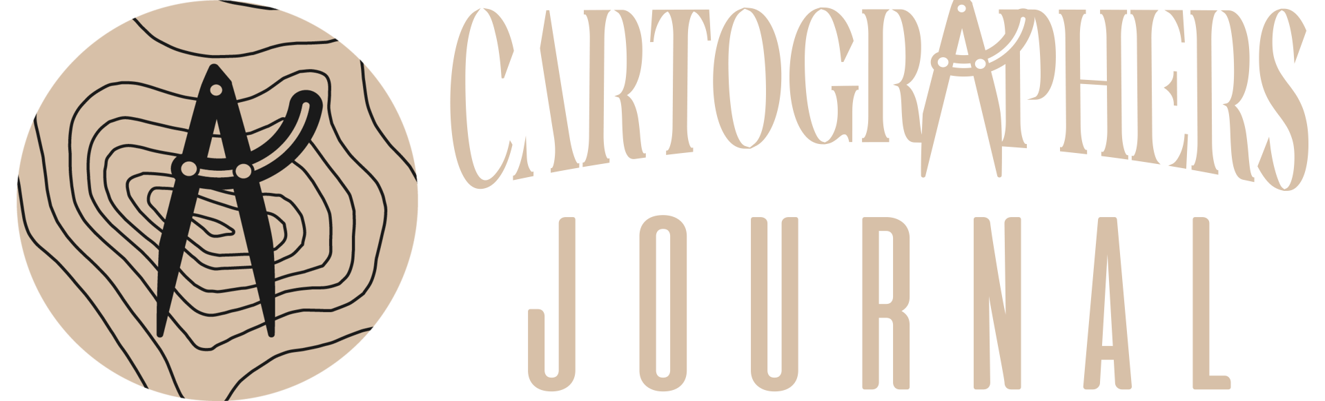 A logo for cartographers journal with a compass in a circle
