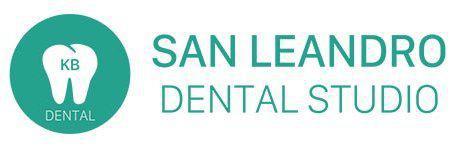 The logo for san leandro dental studio shows a tooth in a circle.