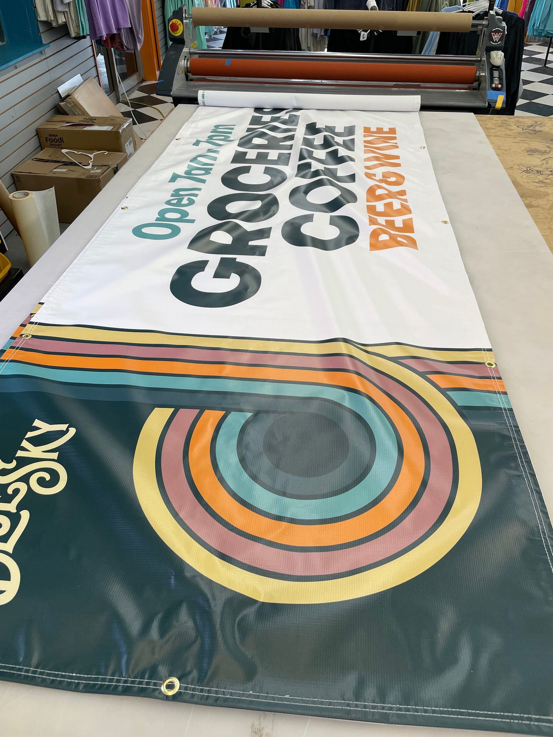 Large banner with text 