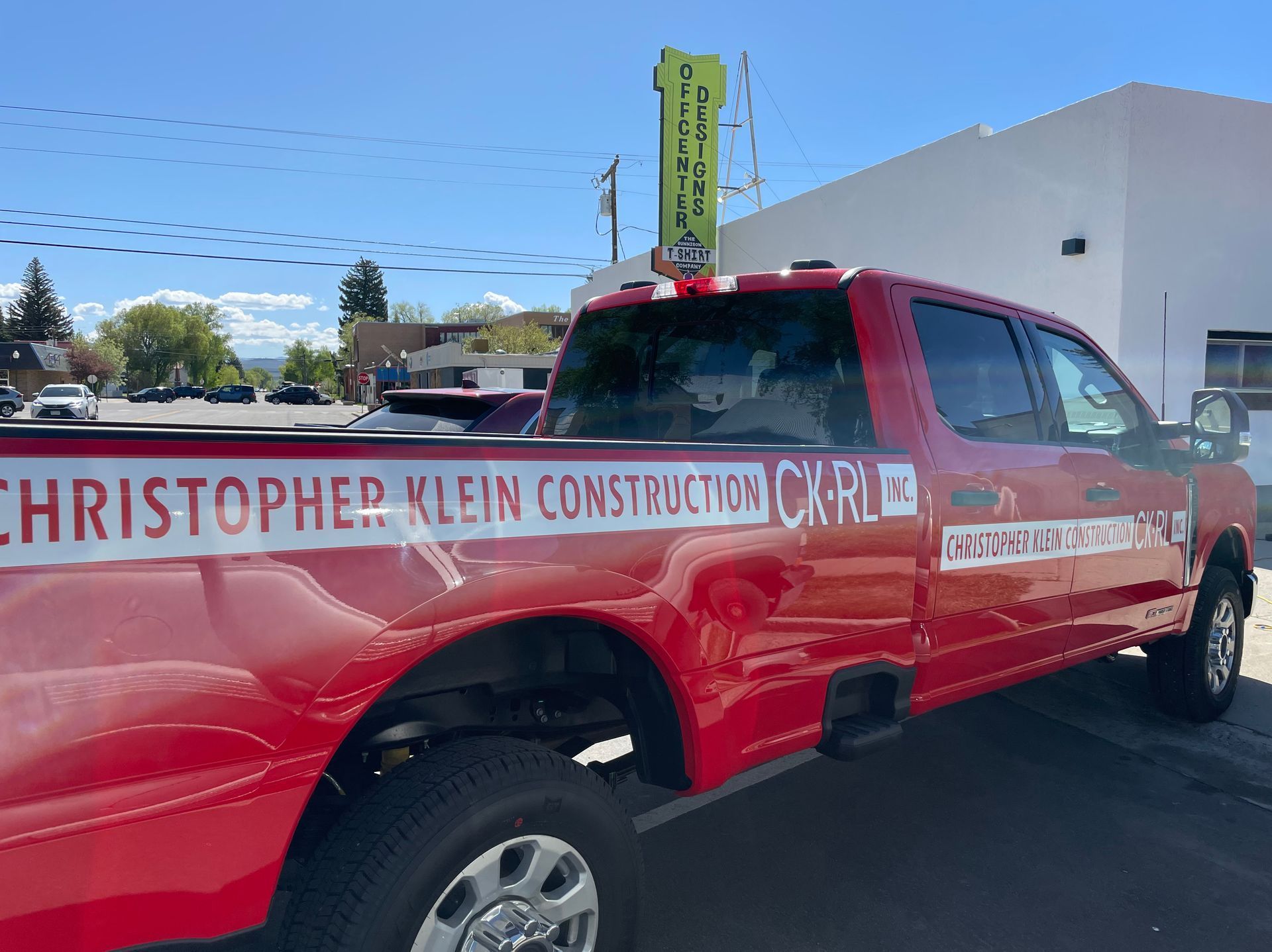 Red construction truck with