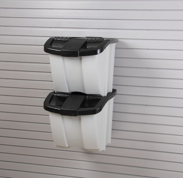 Dual Bin Recycling Center Slatwall Organizer Accessory Option
