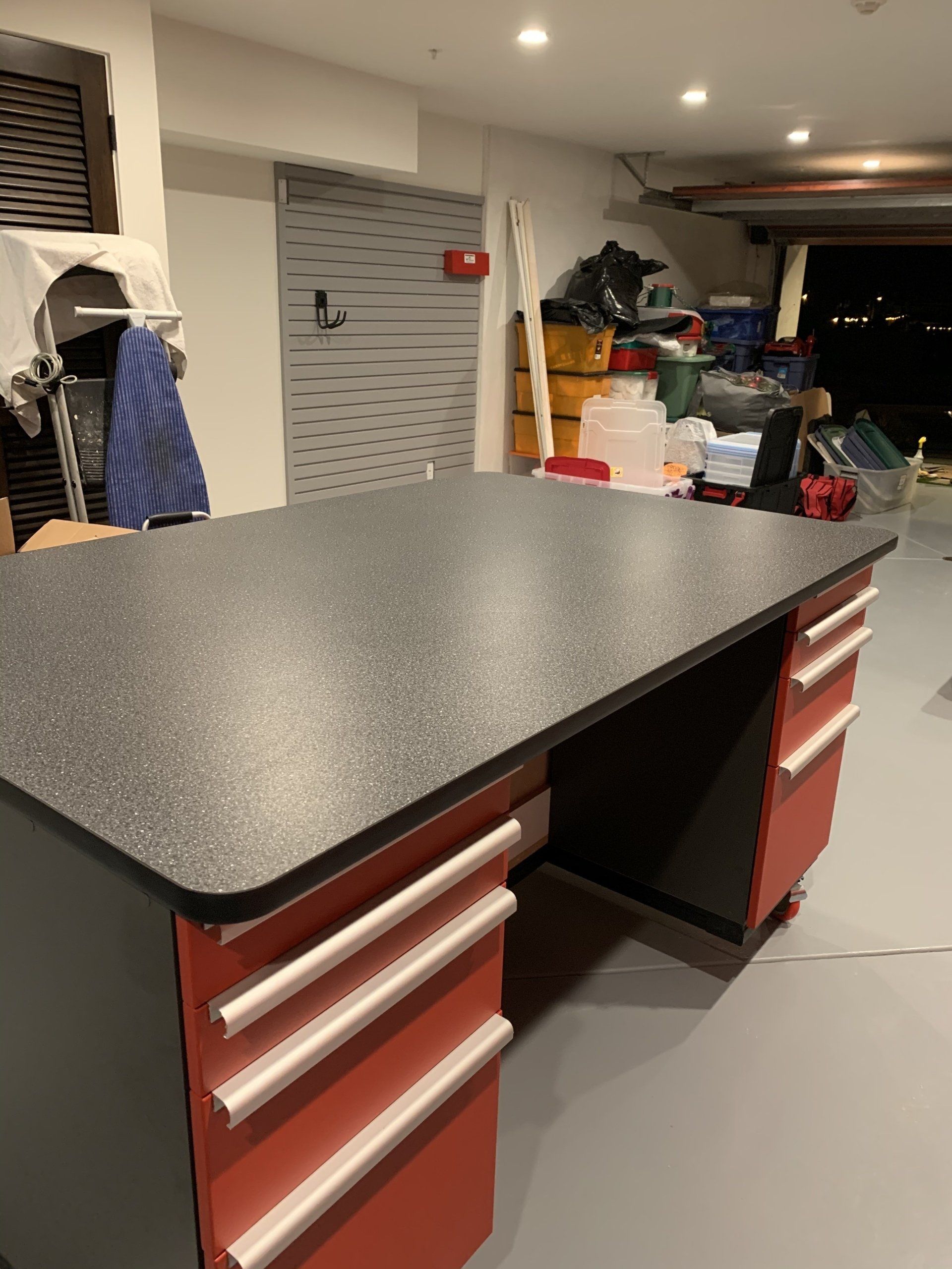 a granite island  workbench