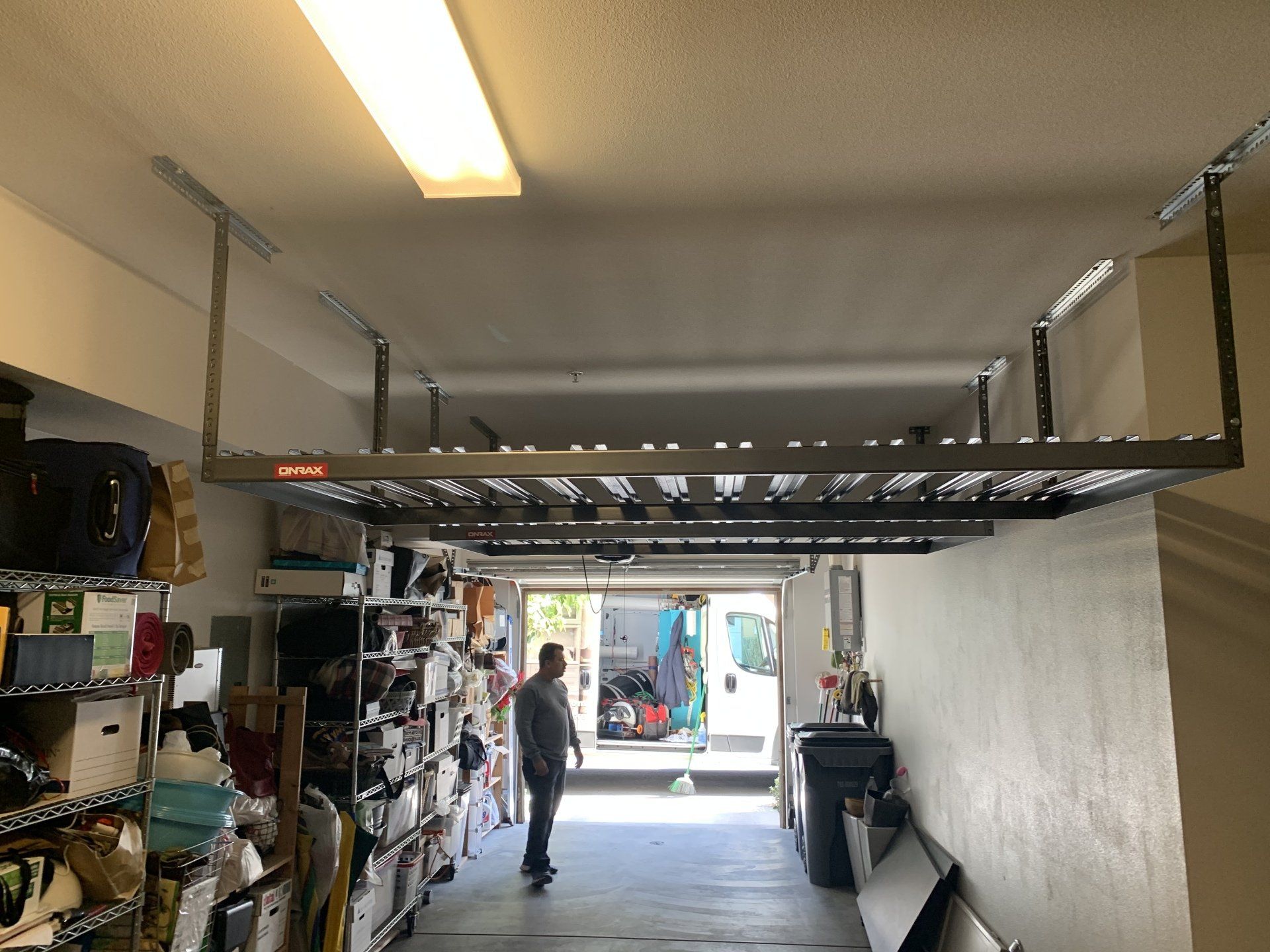  An A Garage Organization Storage system with a  garage overhead storage