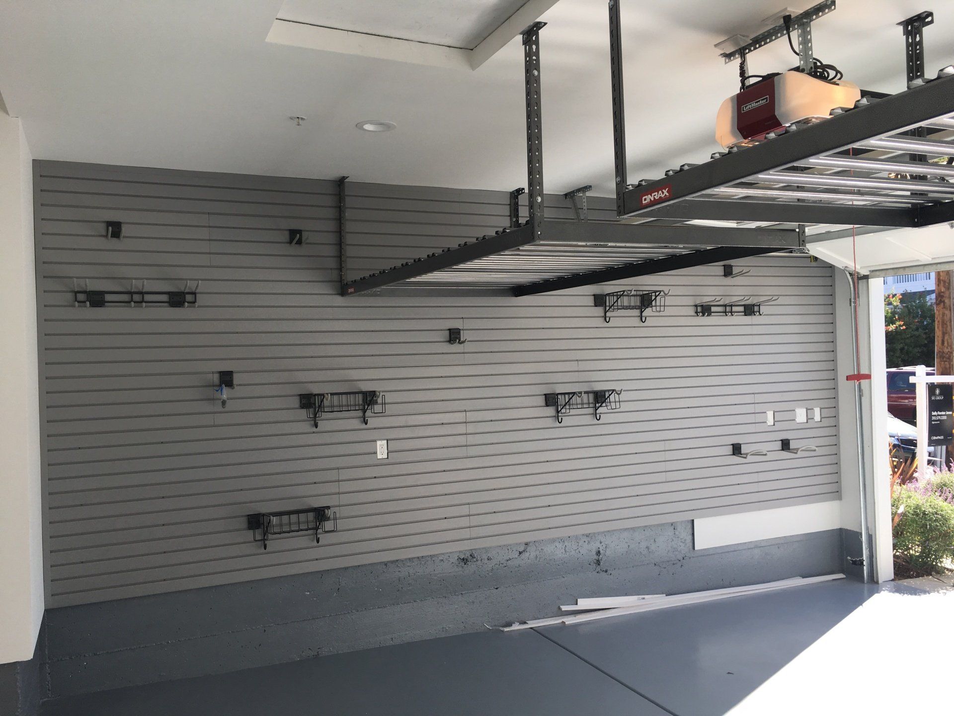 a custom garage wall storage