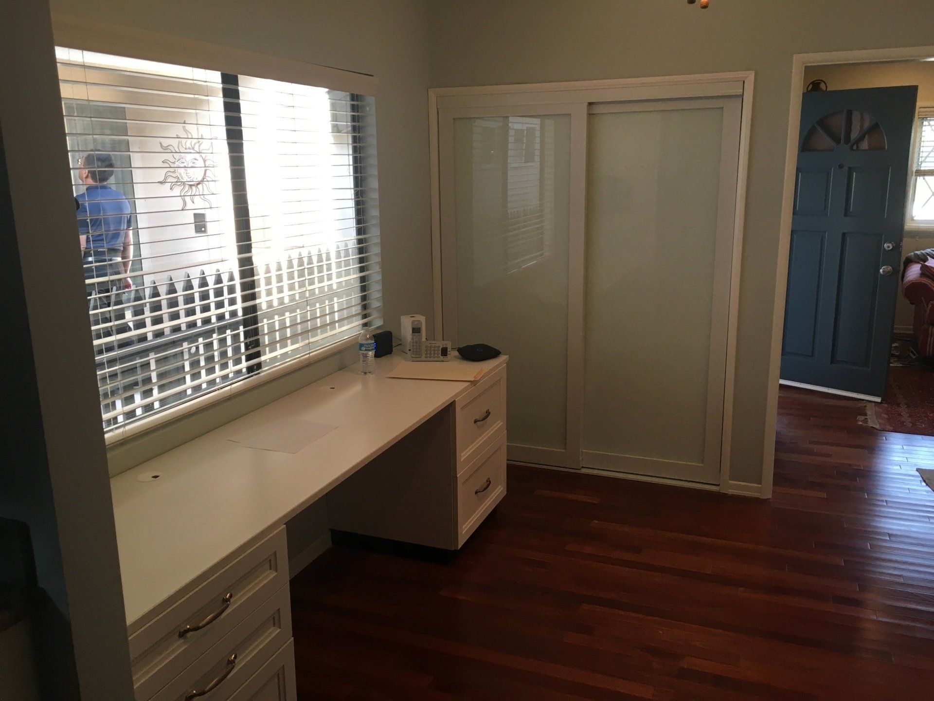 Custom Home Office System facing the window