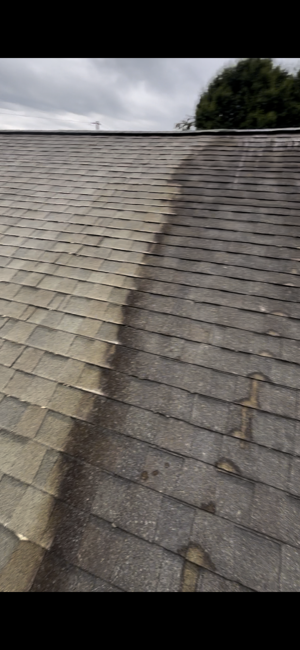 A man wearing a mask is spraying a wall with a hose.