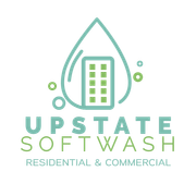 A logo for upstate soft wash residential and commercial.