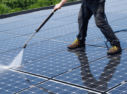 Jurupa Valley Pressure Washing  Technician  cleaning solar panels