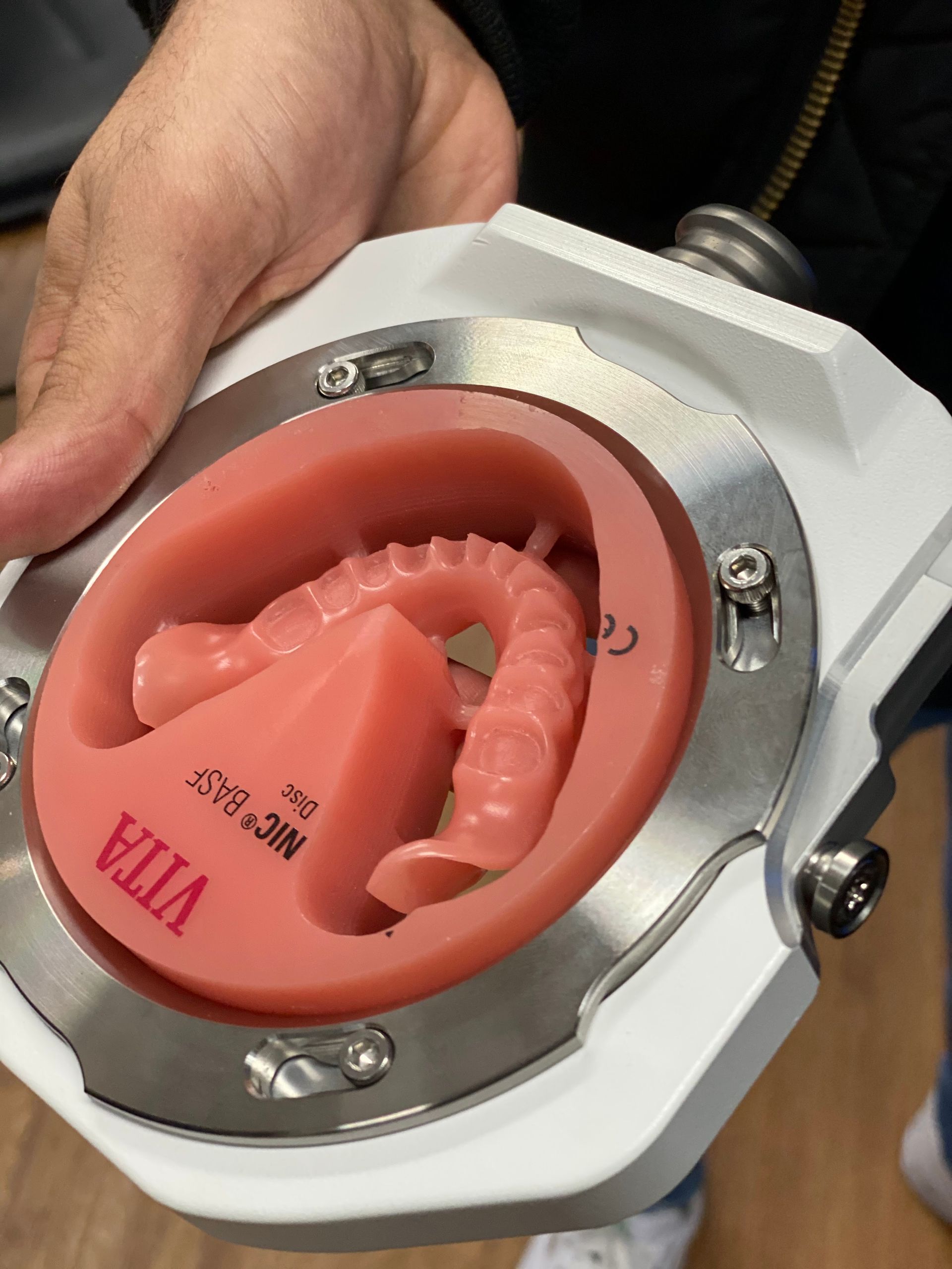 Hand Holding a Dental Model in a Metal — My Denture Clinic in Benowa, QLD