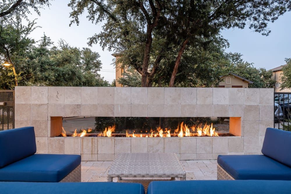 Outdoor fireplace at Marquis at Barton Trails in Austin, TX.