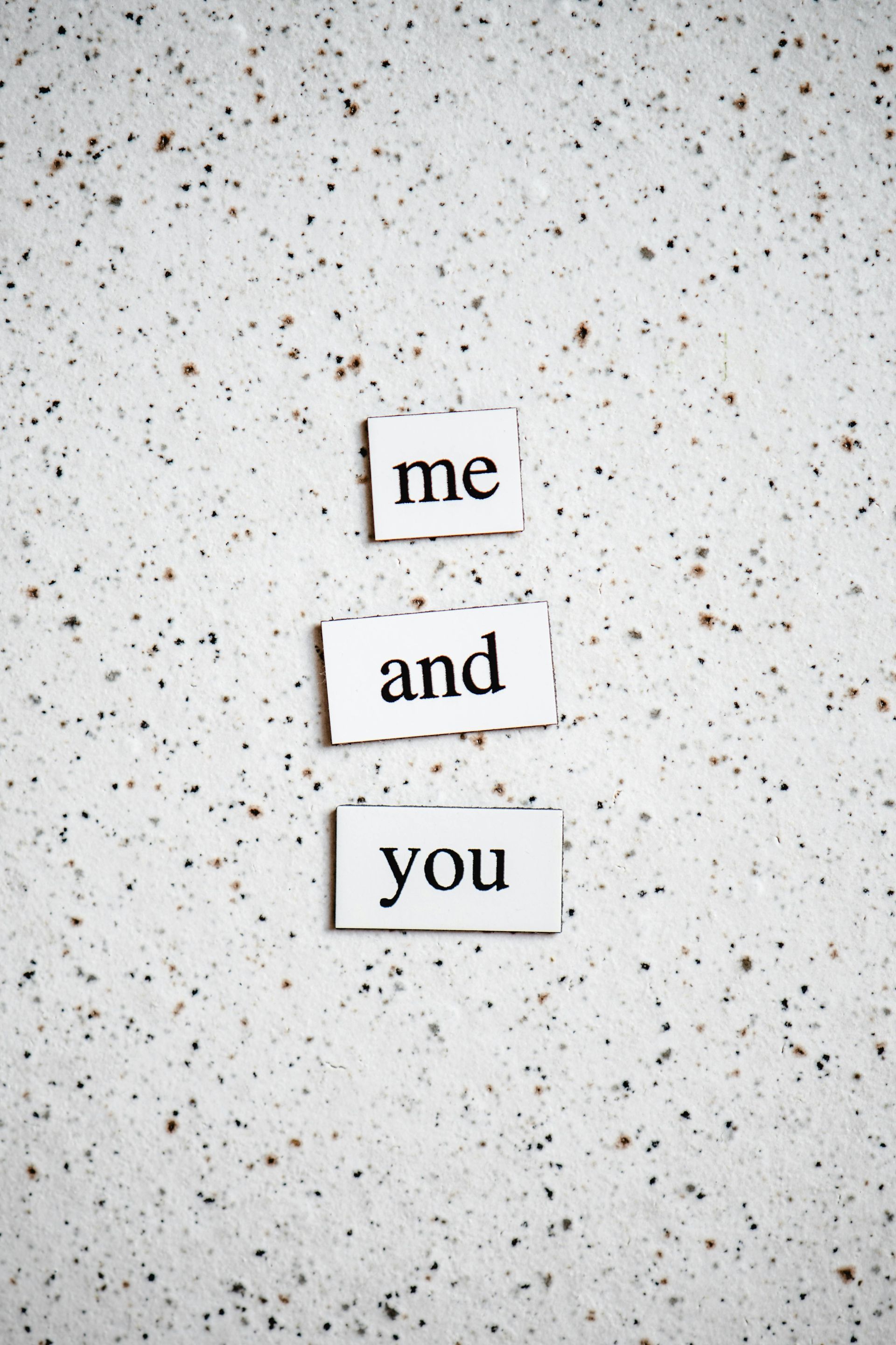 White blocks with the words 