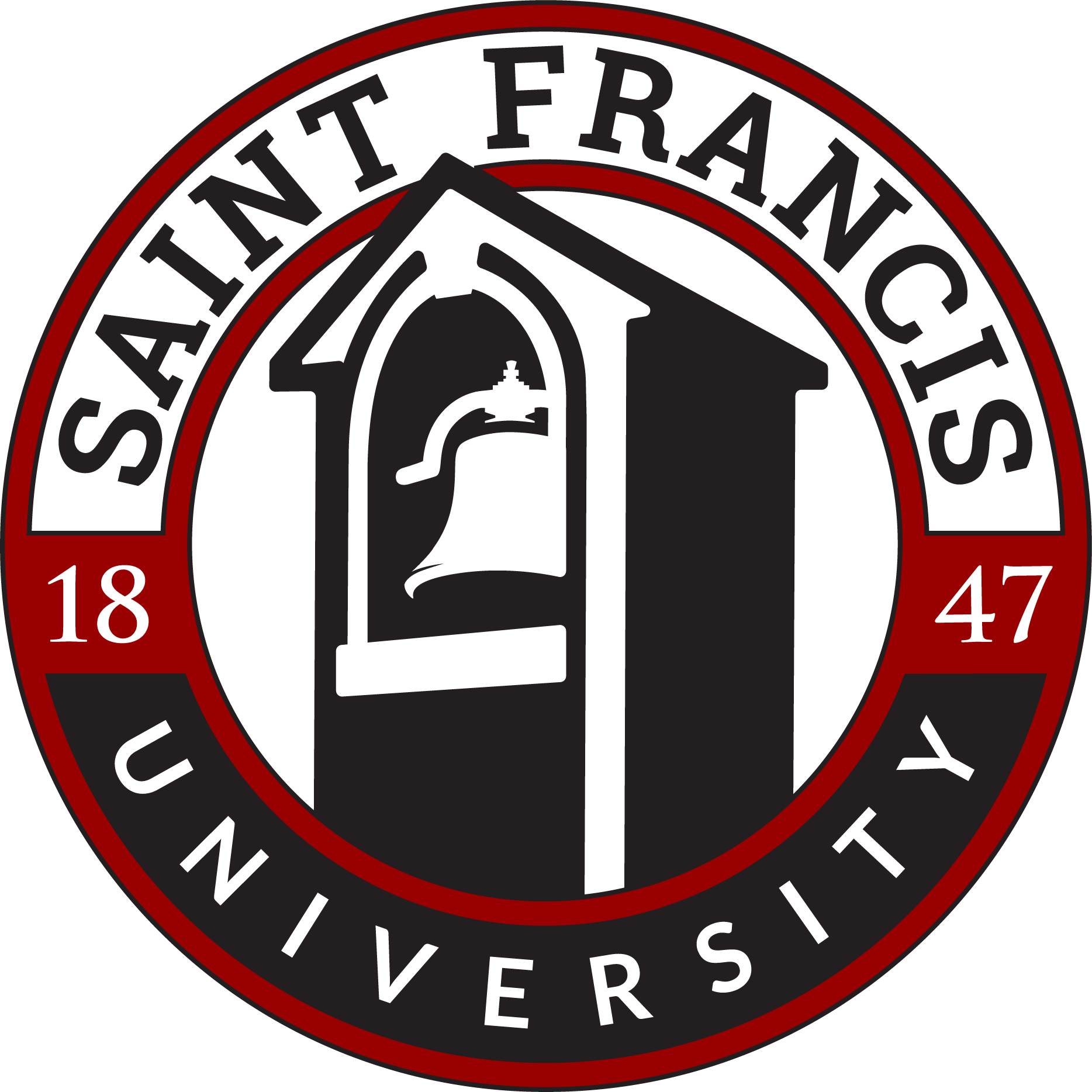 A logo for saint francis university with a bell tower