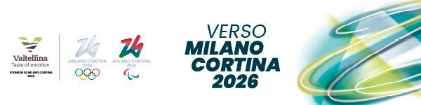 Logo per le Olimpiadi invernali Milano-Cortina 2026. Presenta loghi, testo