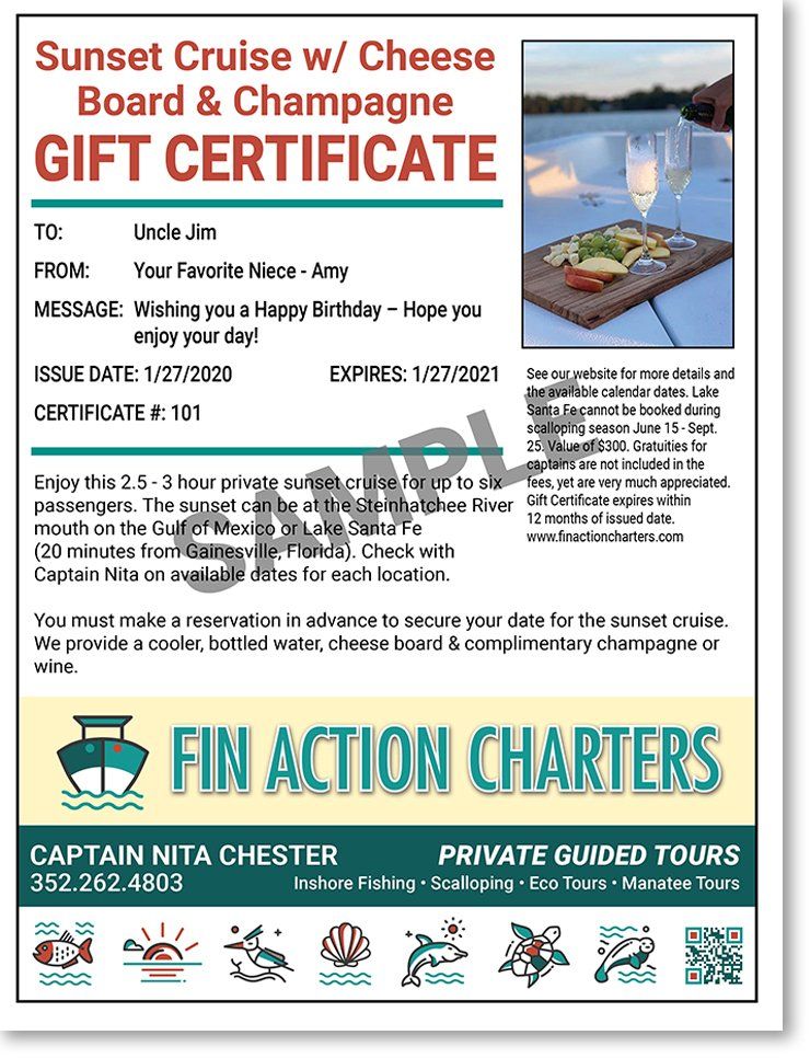 Full Day Fishing Gift Certificate Sample
