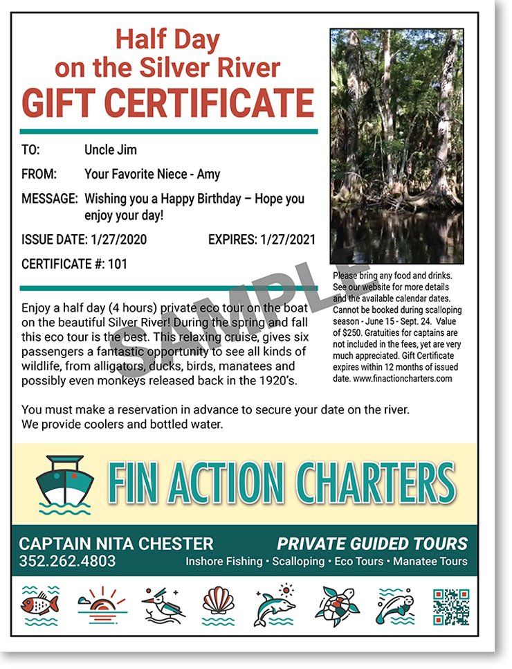 Silver River Gift Certificate Sample