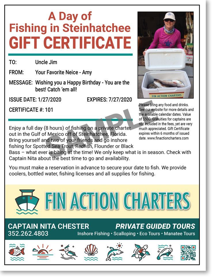 Fishing Gift Certificate Sample