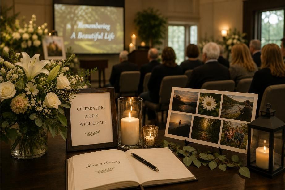 Family memorial service setting for cremation services in Phoenix, AZ with warm tribute