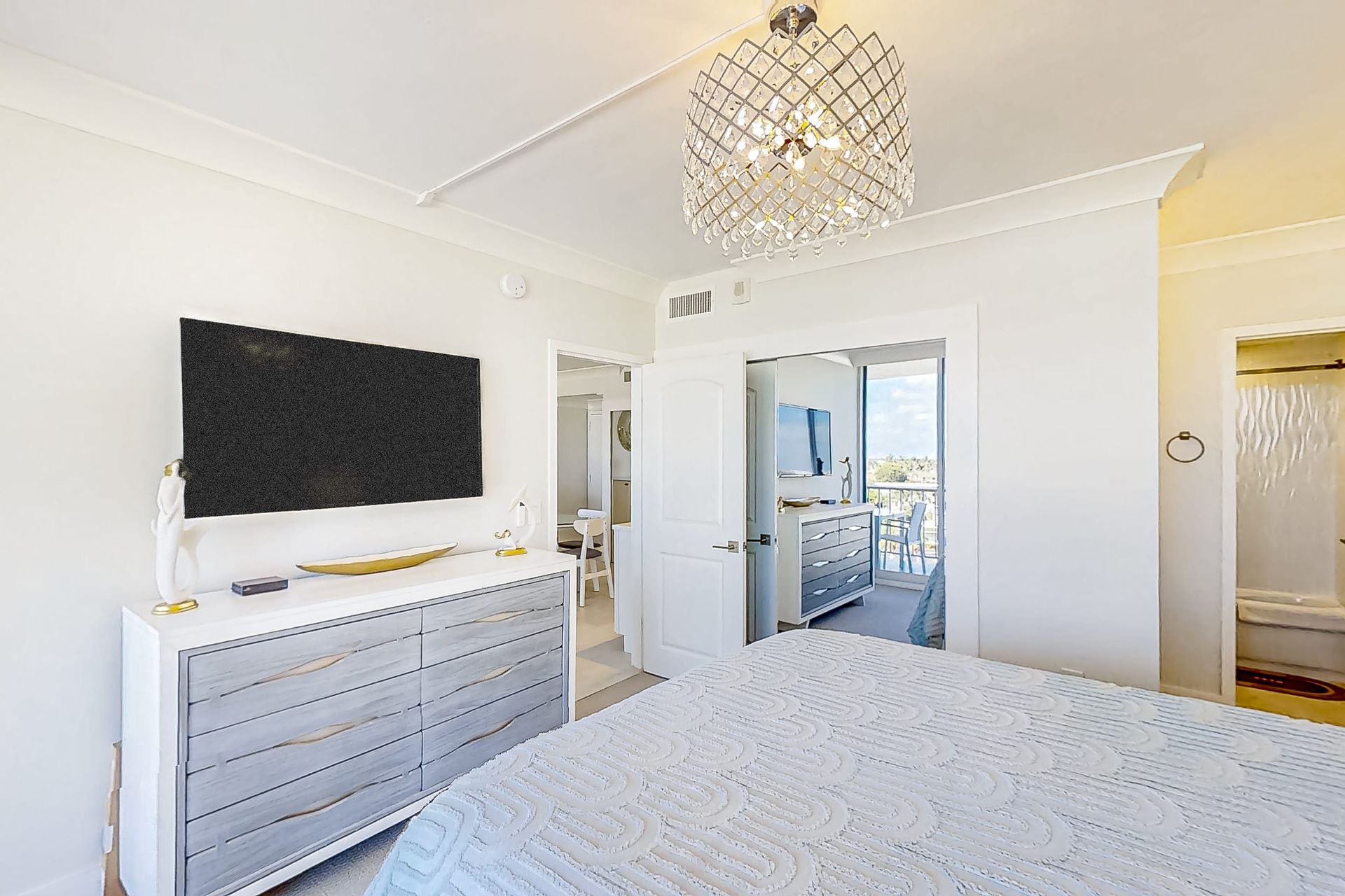 master bedroom with TV - Marco Island Condo rental - beachfront condo