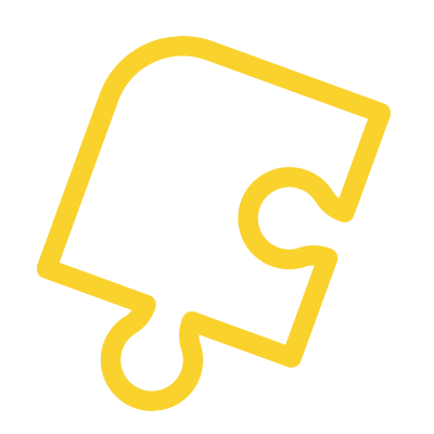 ein gelbes Puzzleteil auf weißem Hintergrund .