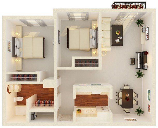 2 Bedroom, 1 Bathroom 868 square feet