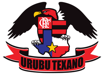 A logo for urubu texano with an eagle and texas flag