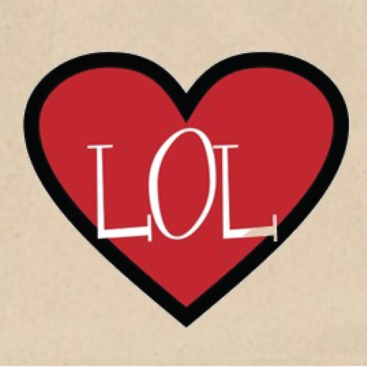A red heart with the word lol inside of it