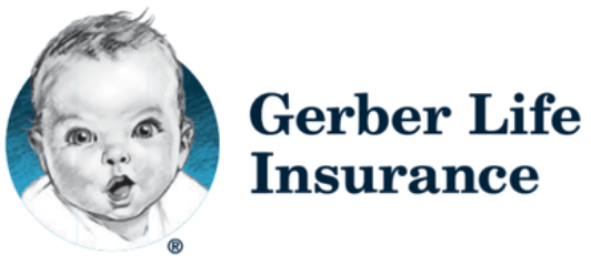 A logo for gerber life insurance with a baby on it